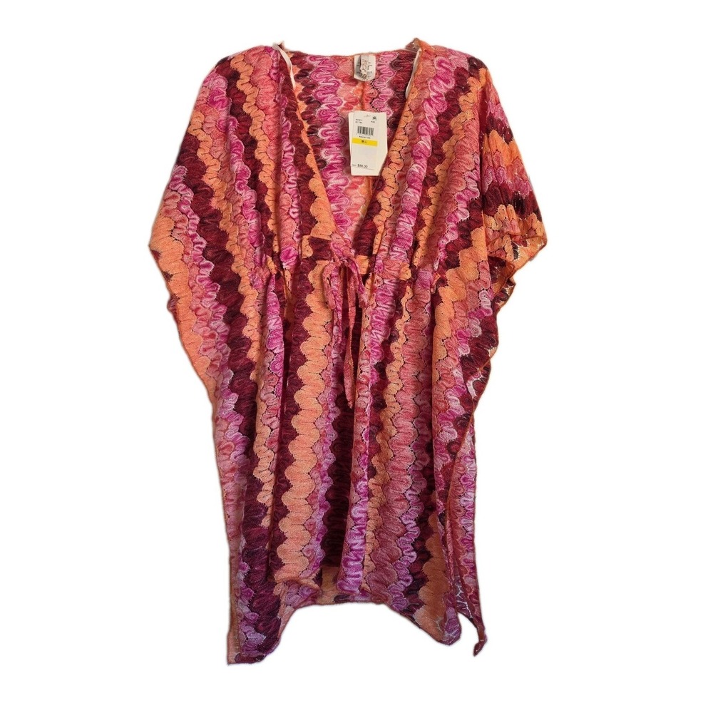 NWT BECCA by Rebecca Crochet tunic Swim cover-up Manu Bay Tunic Chevron M-L